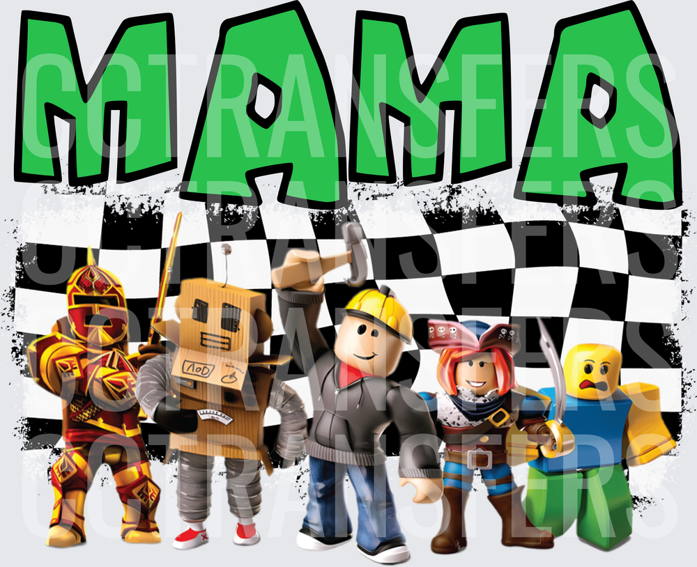 Mama Blocky Game Characters Checkered Flag Squad (DTF)