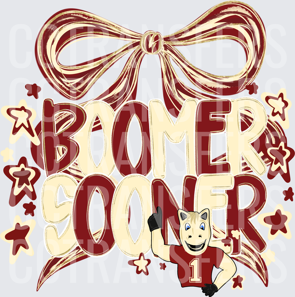 Boomer Sooner Crimson Bow Stars Mascot (DTF)