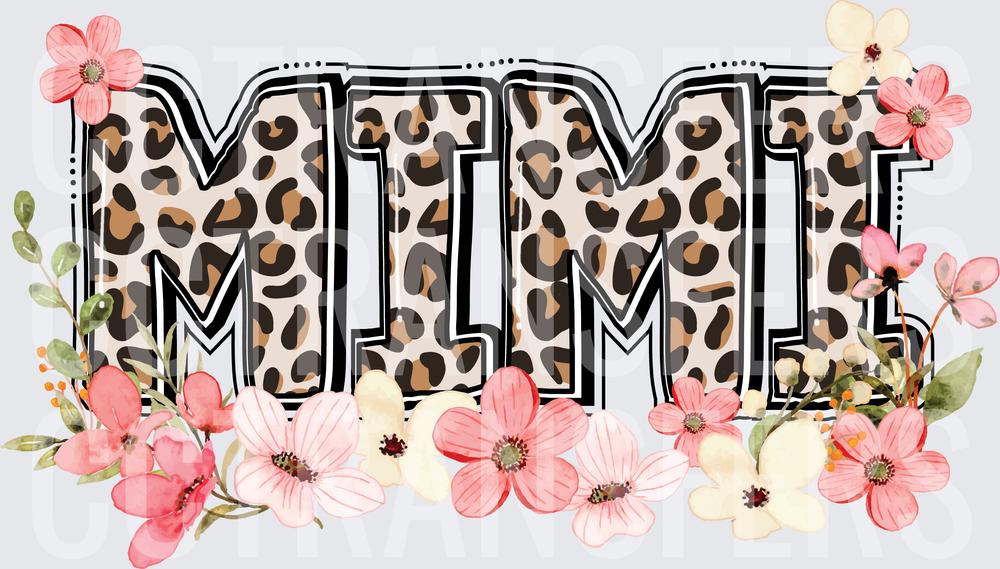 Mimi Leopard Print Bold Letters Floral Arrangement (DTF)