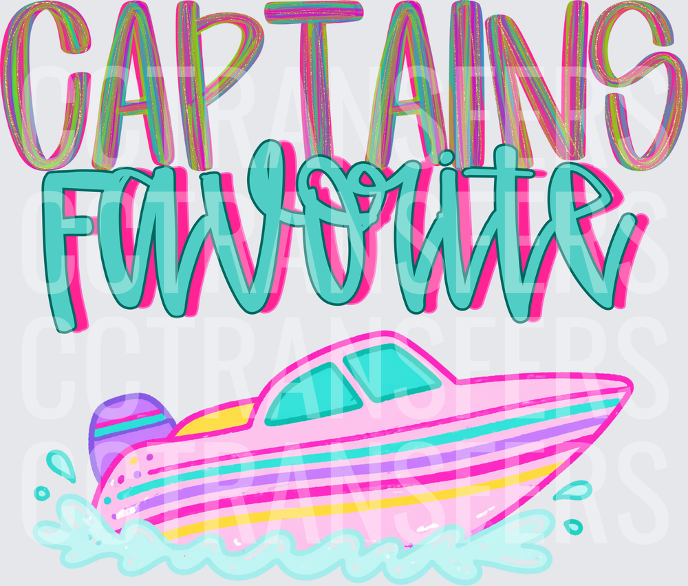 Captains Favorite Colorful Speedboat Waves (DTF)