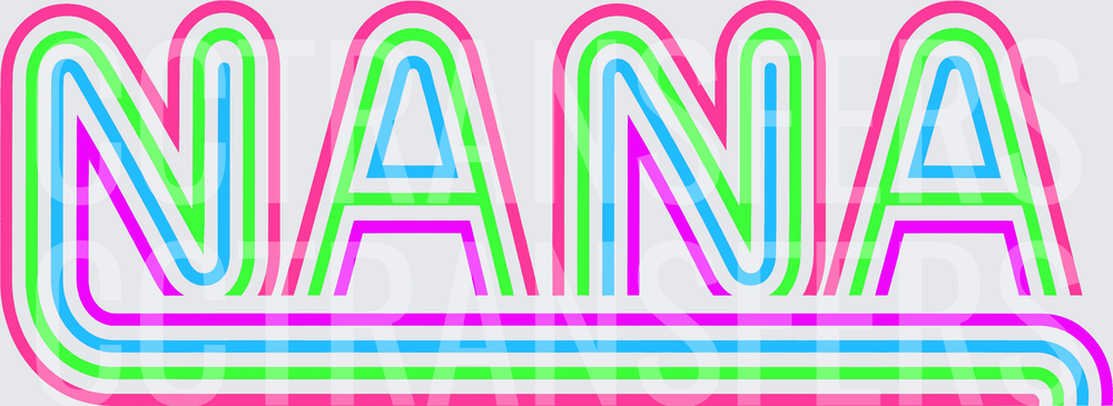 Neon Retro Stripe NANA Bold Lettering (DTF)