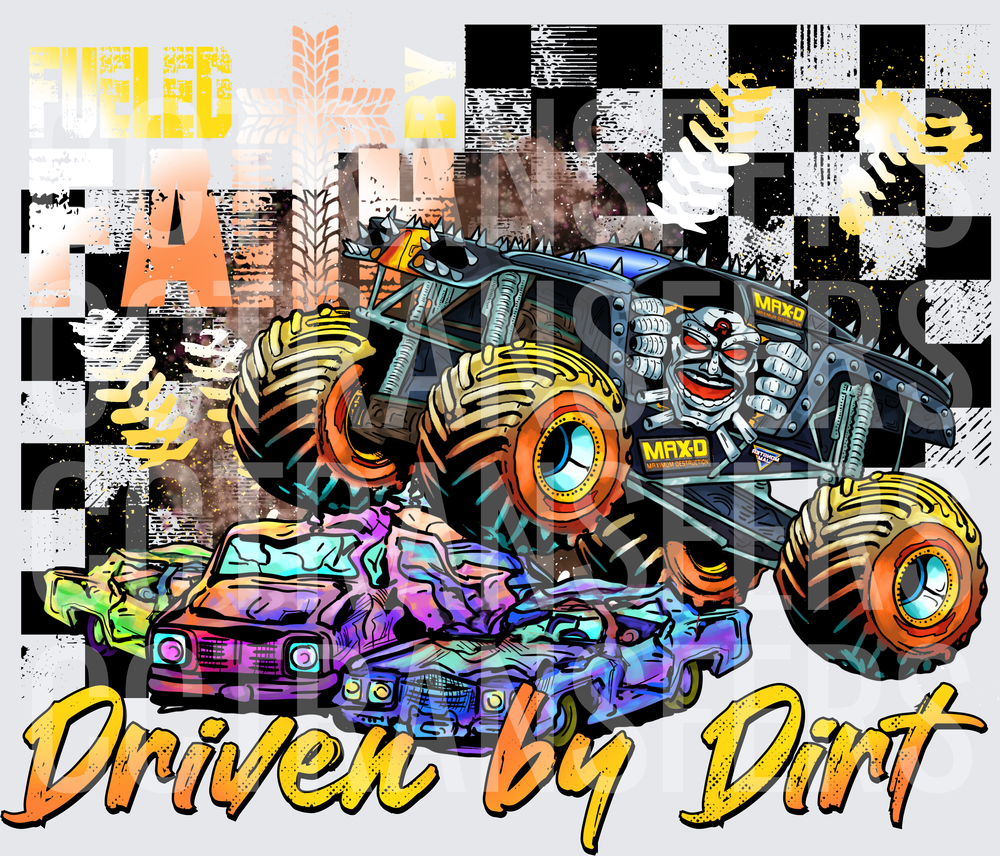Max-D Monster Truck Crushing Cars Driven By Dirt (DTF)