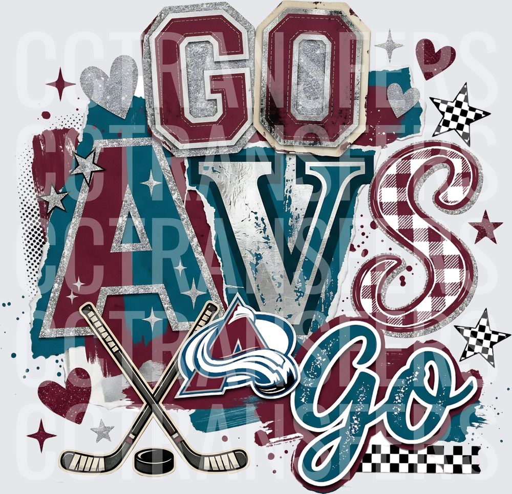 Go Avs Go Colorado Hockey Glitter Plaid Stars (DTF)