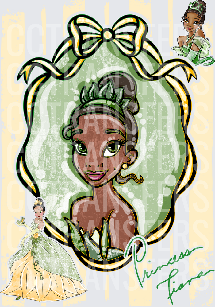 Princess Tiana Cameo Portrait Multi-Pose Green Gown (DTF)