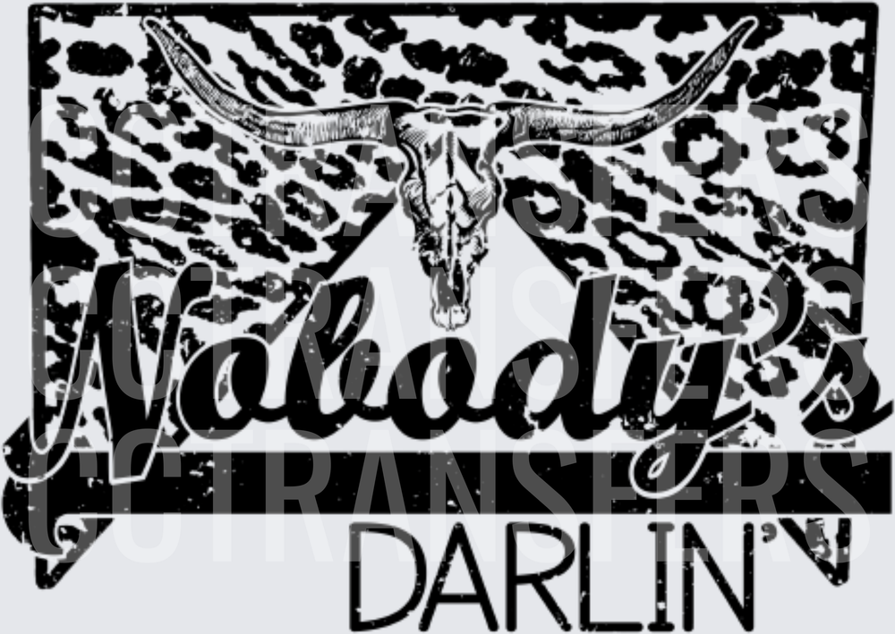 Nobody's Darlin' Longhorn Skull Leopard Print (DTF)