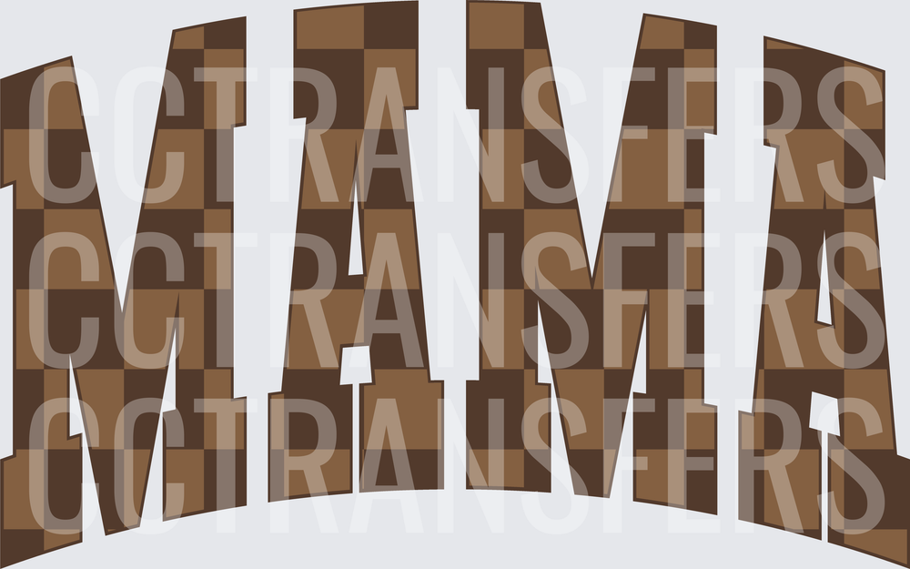 Mama Brown Checkered Arched Bold Letters (DTF)