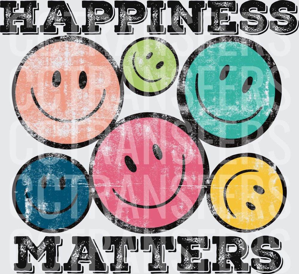 Happiness Matters Retro Distressed Smiley Faces (DTF)