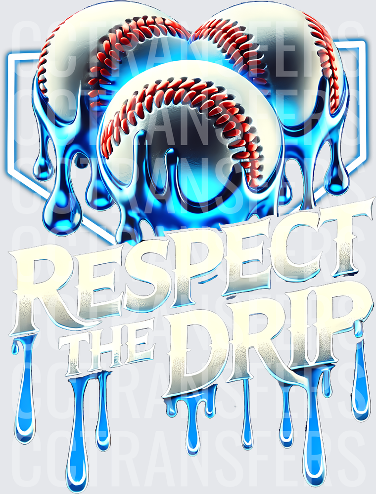 Respect The Drip Melting Chrome Baseball Heart (DTF)