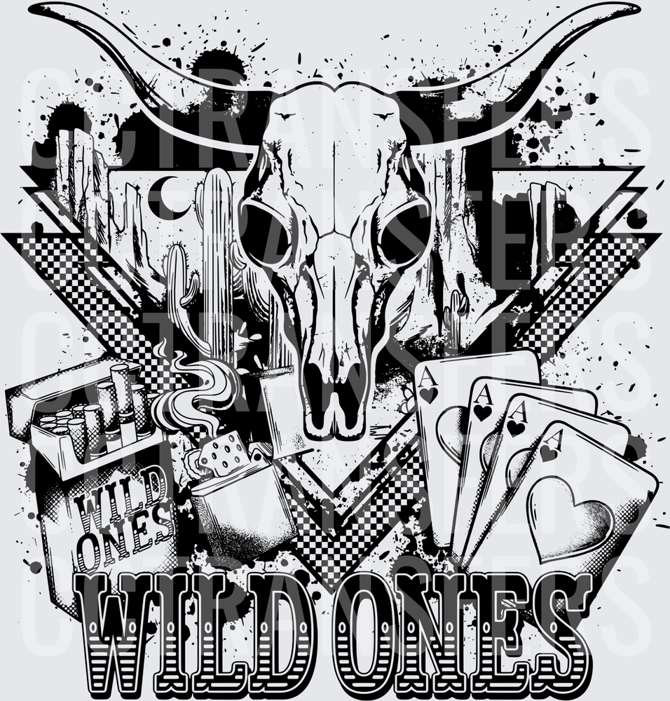 Wild Ones Longhorn Skull Desert Aces Rebel (DTF)