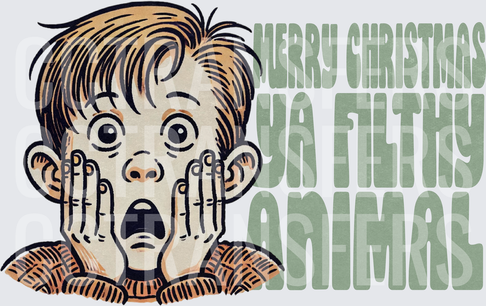 Merry Christmas Ya Filthy Animal Shocked Boy Comic (DTF)