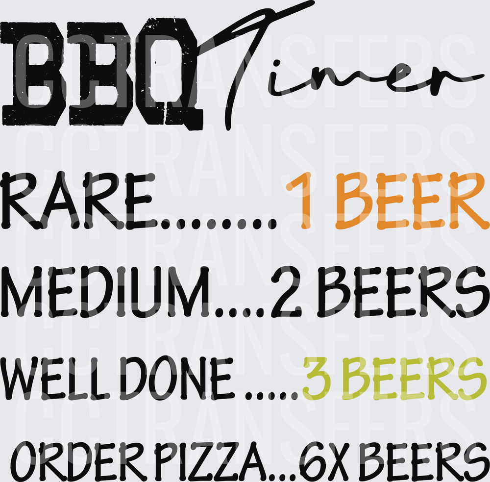 BBQ Timer Rare Medium Well Done Beer Funny Grilling (DTF)