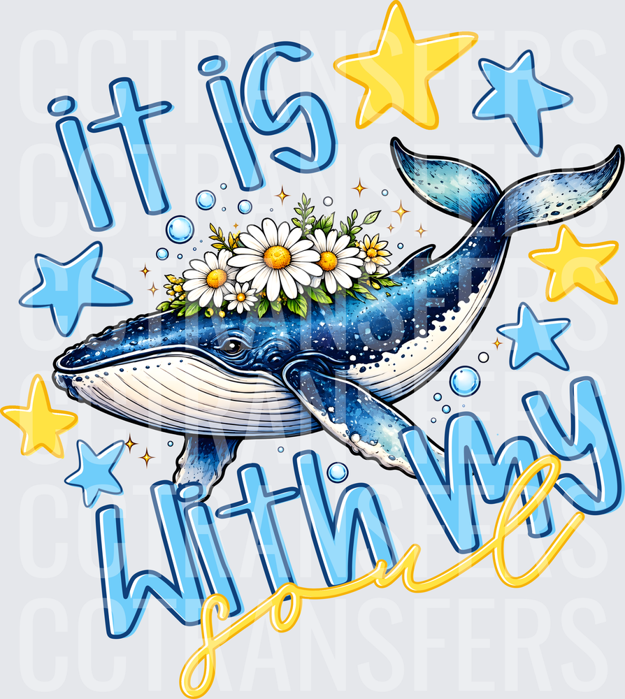 It Is Well With My Soul Floral Whale Stars (DTF)