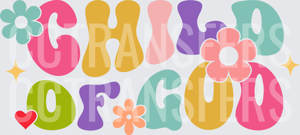 Retro Groovy Child of God Floral Bold Letter Design (DTF)