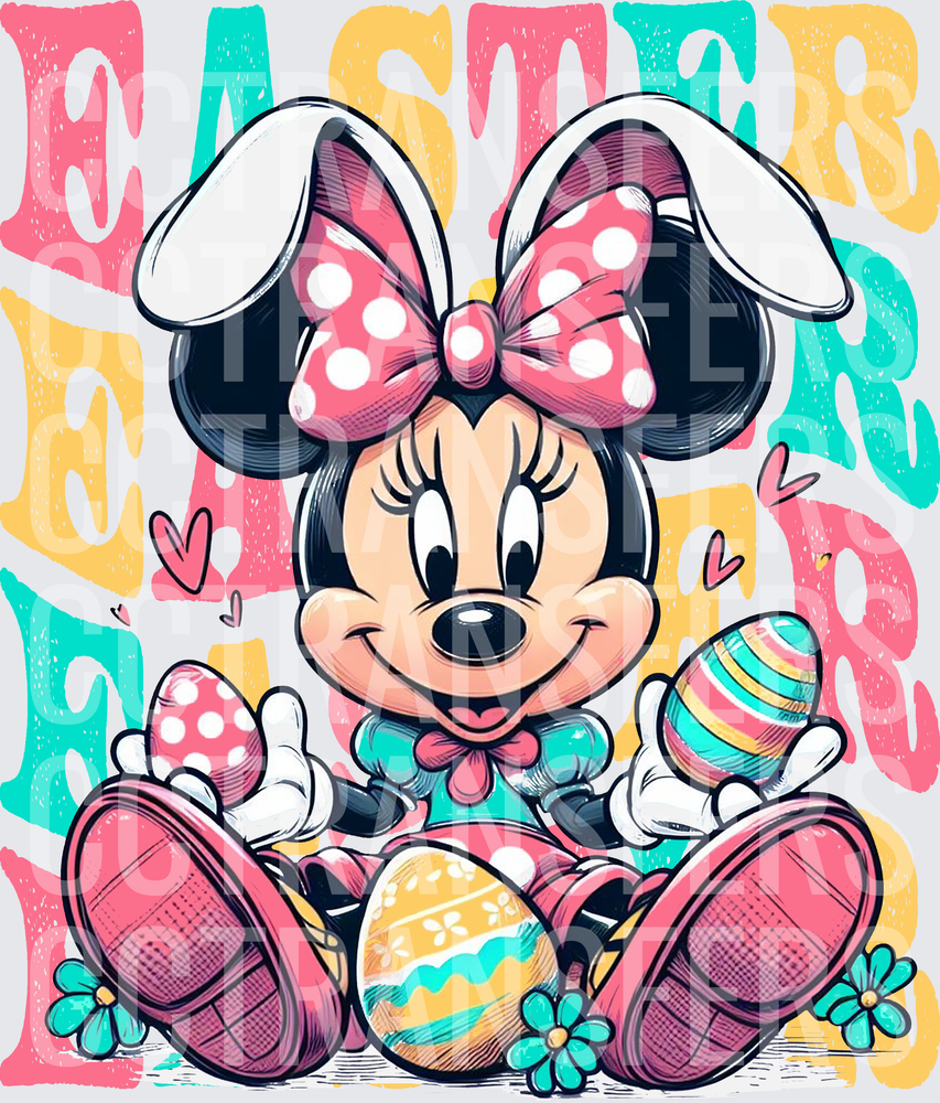 Easter Cute Mouse Bunny Ears Colorful Eggs Spring (DTF)