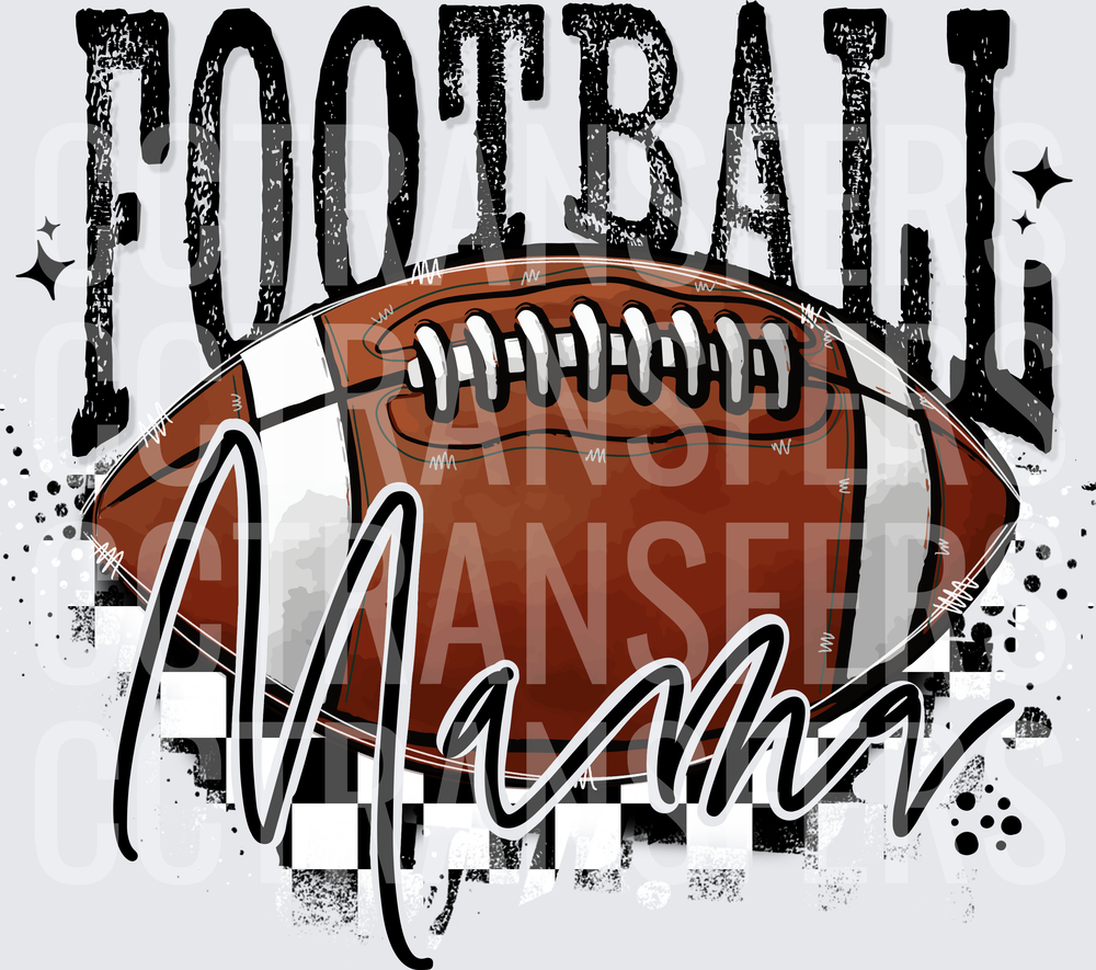 Football Mama Grunge Checkered Design (DTF)