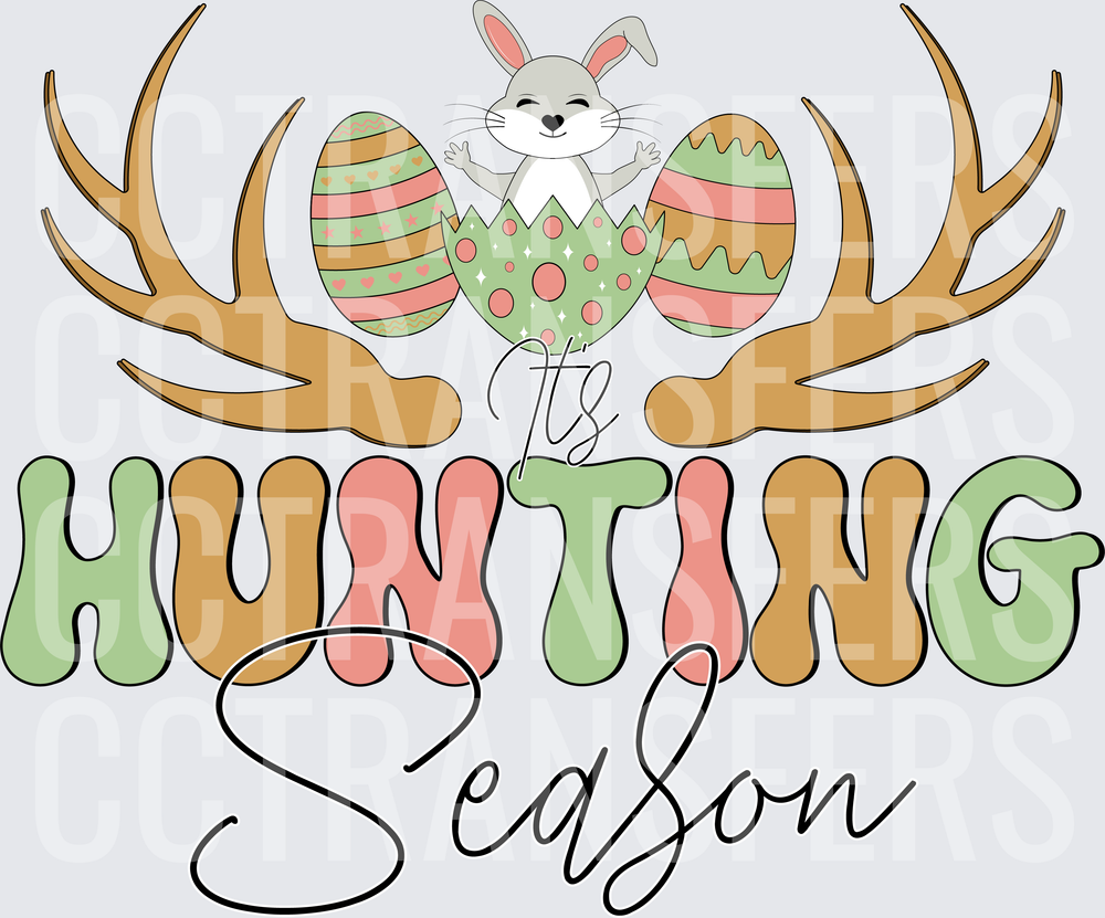 It's Hunting Season Easter Bunny Antlers Eggs (DTF)