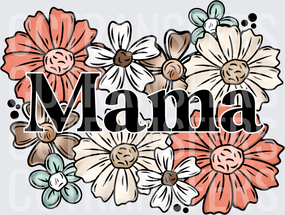 Mama Bold Text Boho Floral Daisy Arrangement (DTF)