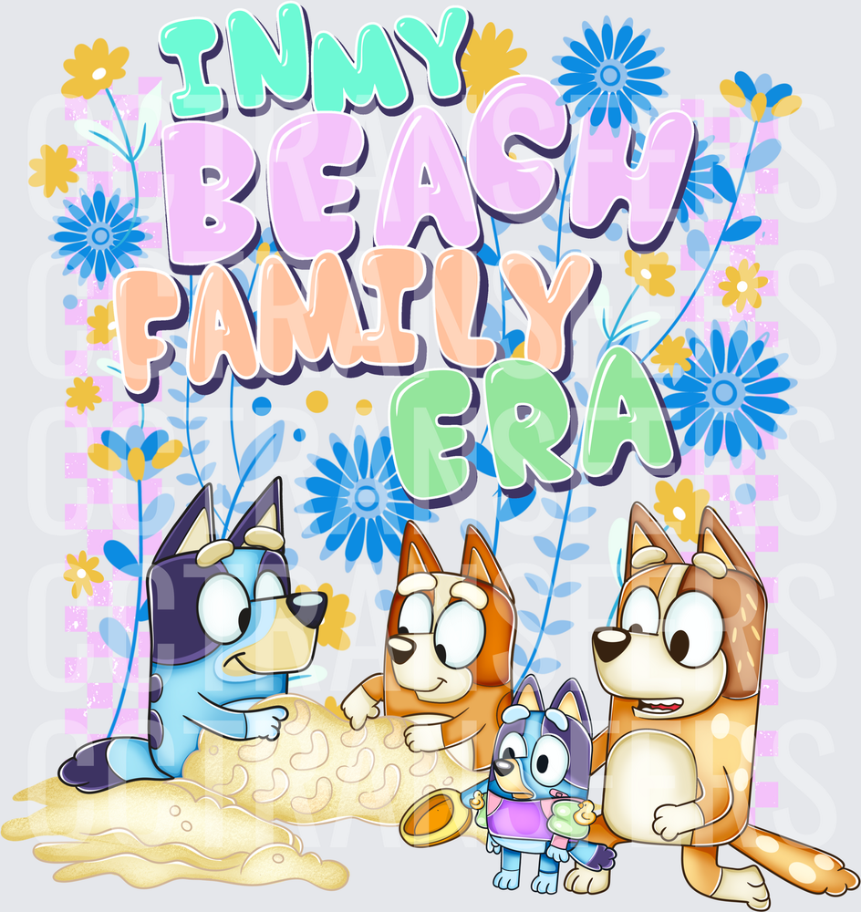 In My Beach Family Era Cartoon Dogs Sand Floral (DTF)