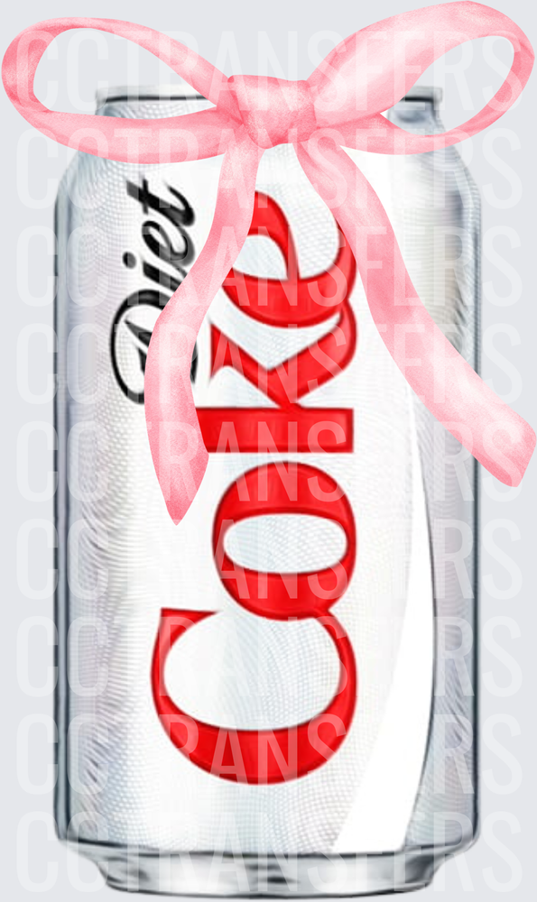 Silver Soda Can with Pink Bow Diet Coke (DTF)