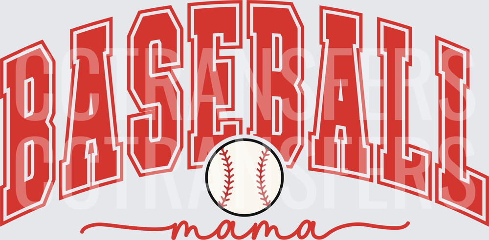 Baseball Mama Arched Varsity Letter Design with Ball (DTF)