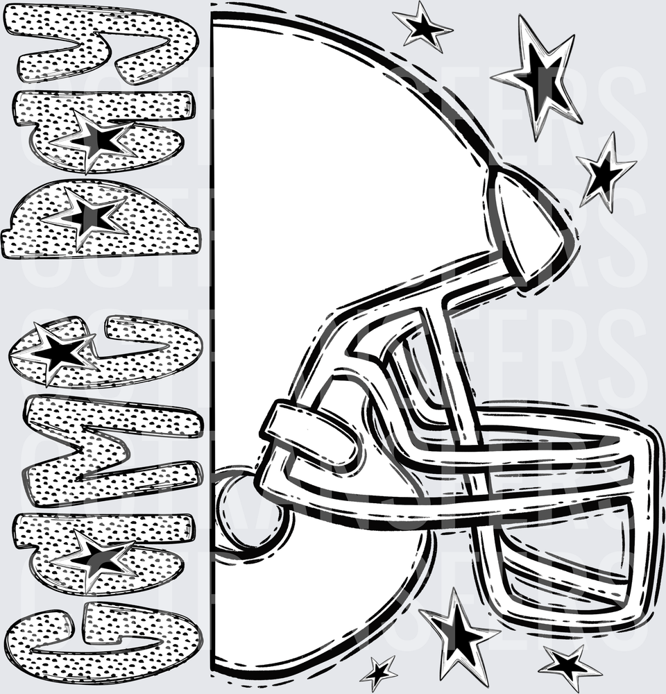Dallas Cowboys Inspired Football Helmet Stars Mama (DTF)
