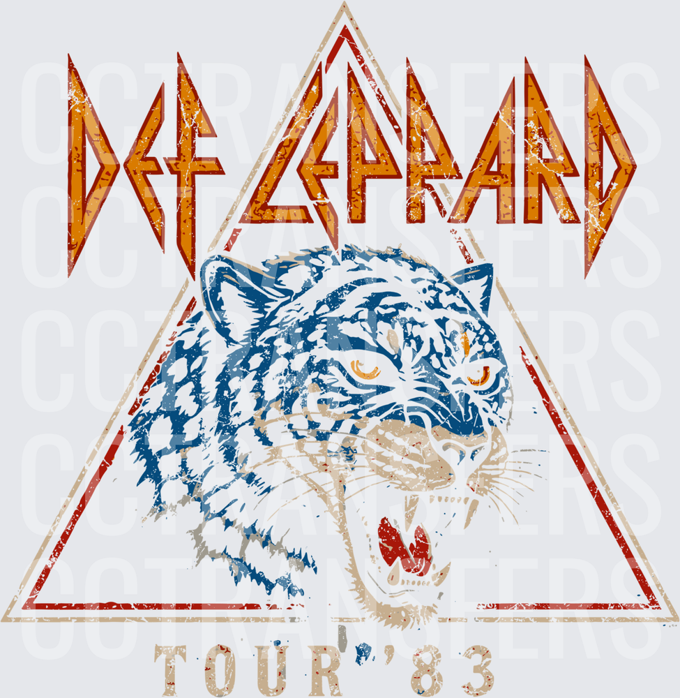 Vintage Rock Band Tour 83 Triangle Leopard Graphic (DTF)