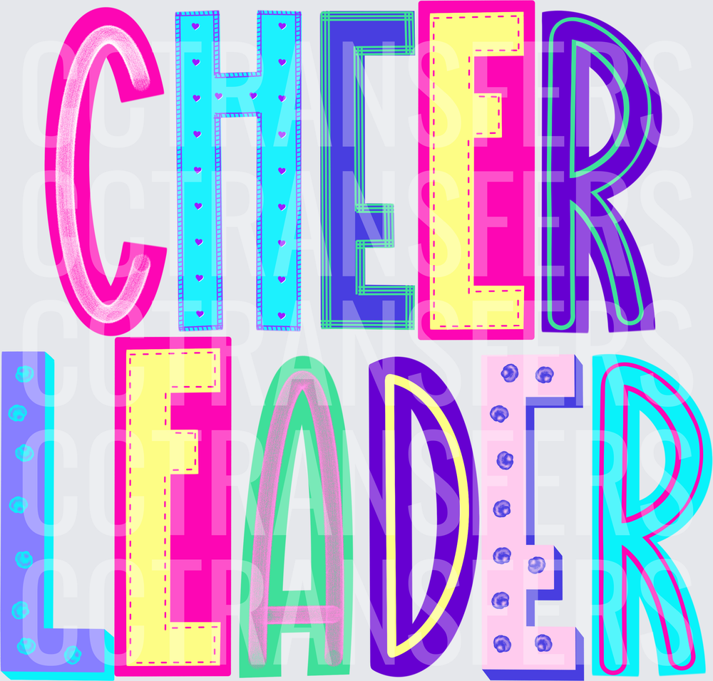 Colorful Mixed Font Cheerleader Bold Letter Design (DTF)