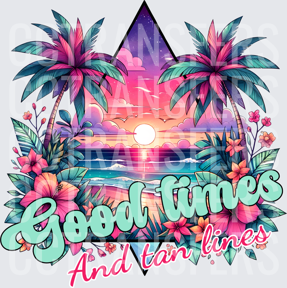 Good Times And Tan Lines Tropical Sunset Beach (DTF)