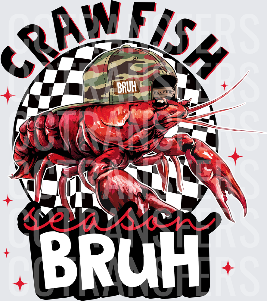 Crawfish Season Bruh Camo Hat Checkered (DTF)