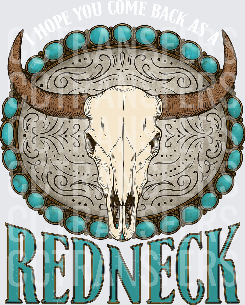 Redneck Bull Skull Turquoise Western Belt Buckle (DTF)