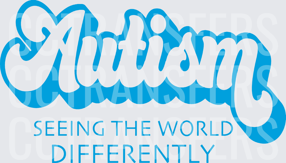 Autism Seeing The World Differently Blue Retro Script (DTF)