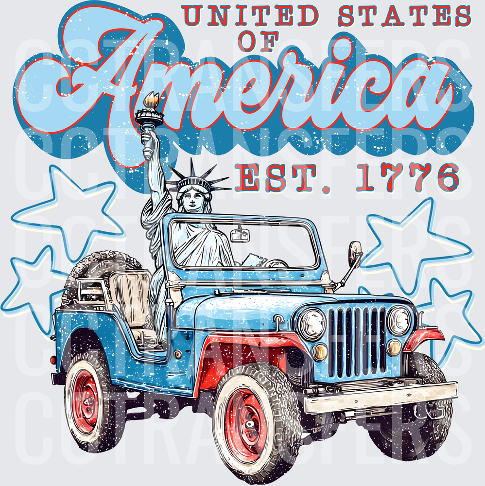 United States of America EST. 1776 Lady Liberty Jeep (DTF)