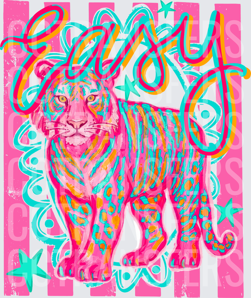 Groovy Neon Tiger with Fancy Script Lettering (DTF)