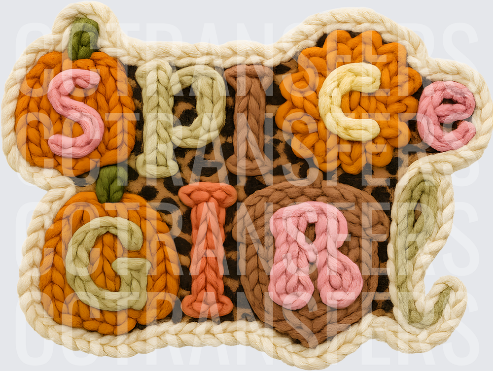 Spice Girl Chunky Yarn Knit Pumpkin Fall Design (DTF)