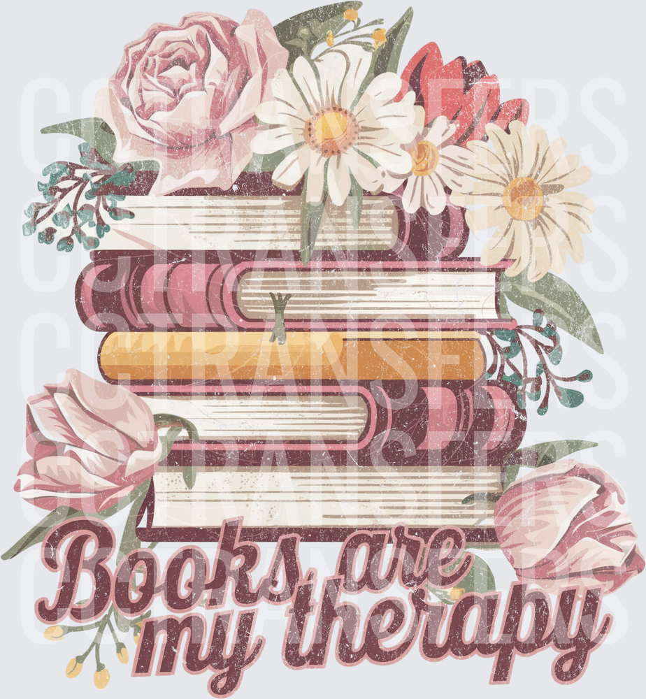 Books Are My Therapy Floral Book Stack (DTF)