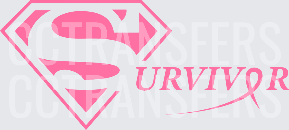 Pink Super Hero Shield Survivor Ribbon Design (DTF)