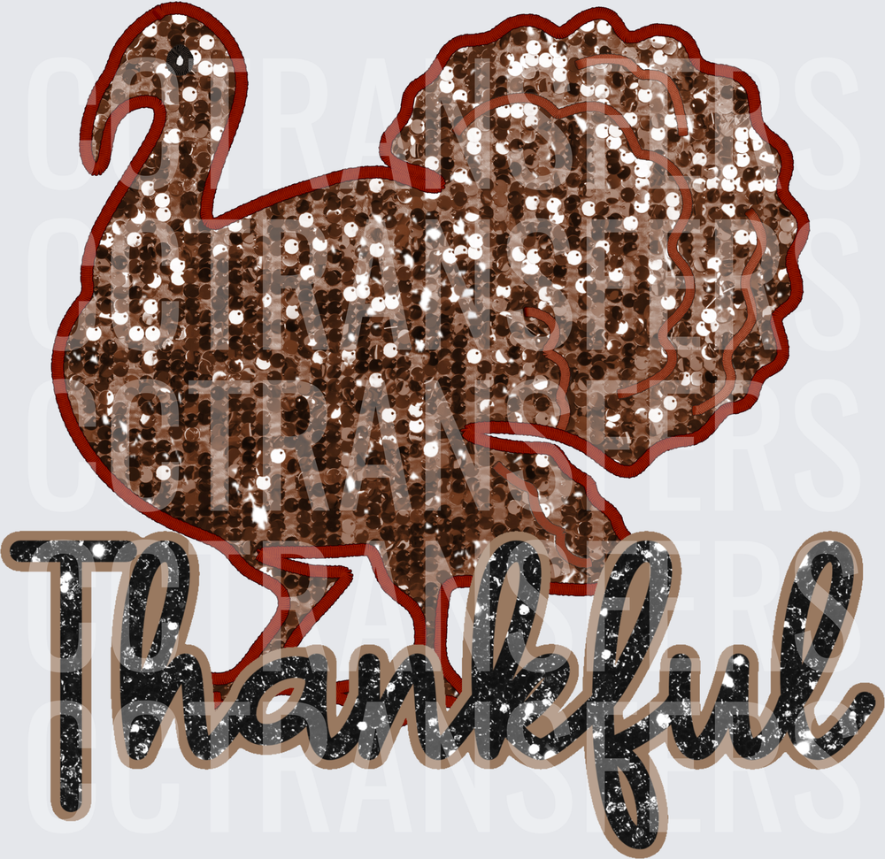 Glitter Sequin Turkey Thankful (DTF)