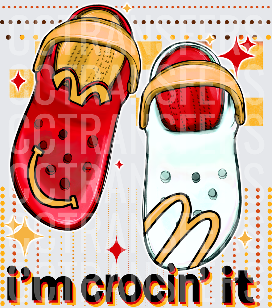 I'm Crocin' It Red and White Clog Shoes (DTF)