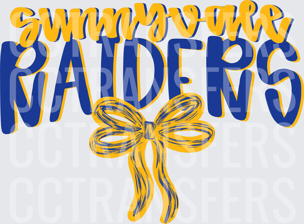 Sunnyvale Raiders Gold Bow Script Design (DTF)