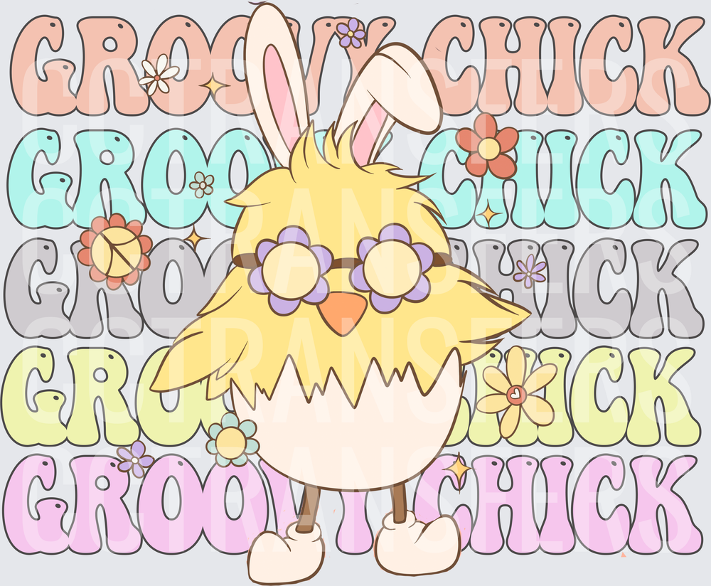 Groovy Chick Easter Baby Chick Bunny Ears Flower Sunglasses (DTF)