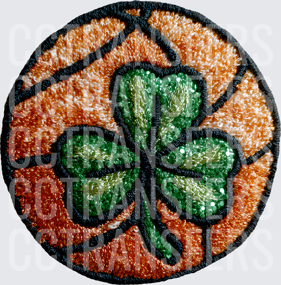 Embroidered Shamrock Clover Basketball Circle Patch (DTF)