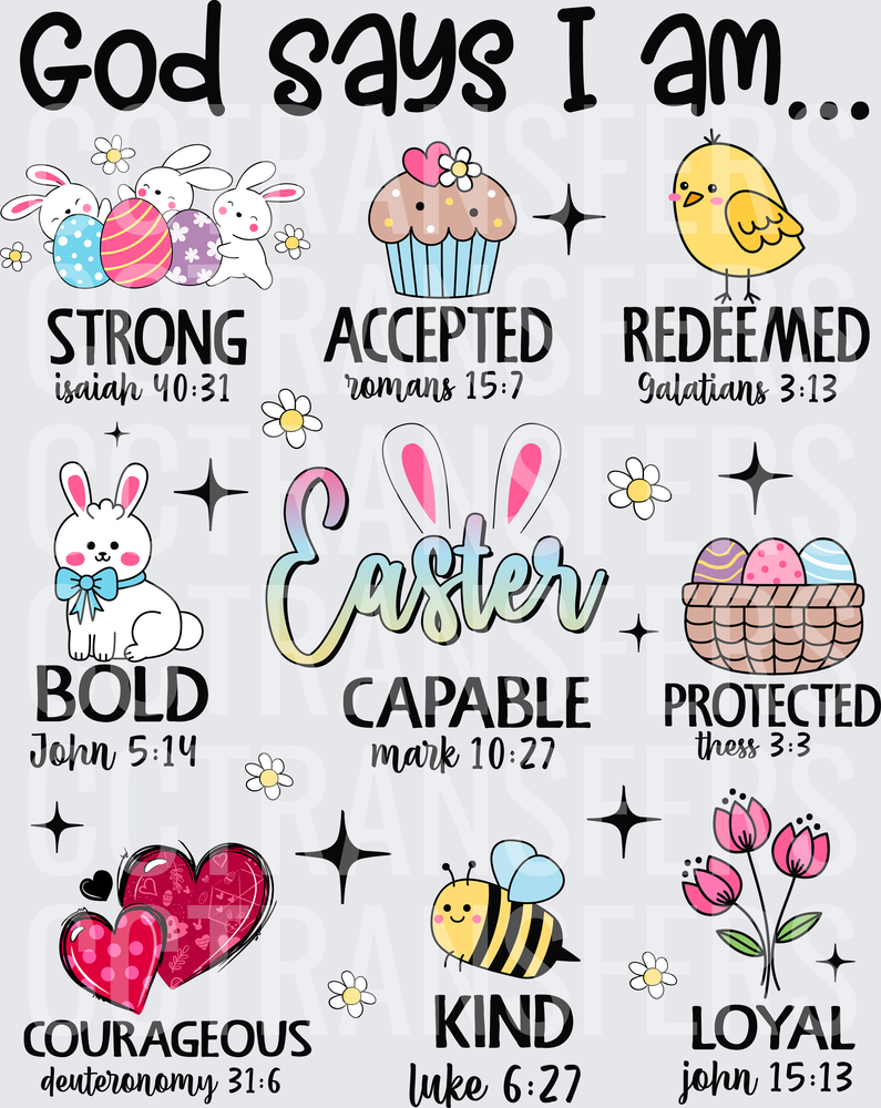 God Says I Am Easter Affirmations Bible Verses (DTF)