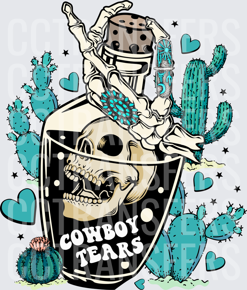 Cowboy Tears Skeleton Turquoise Jewelry Cactus Hearts (DTF)