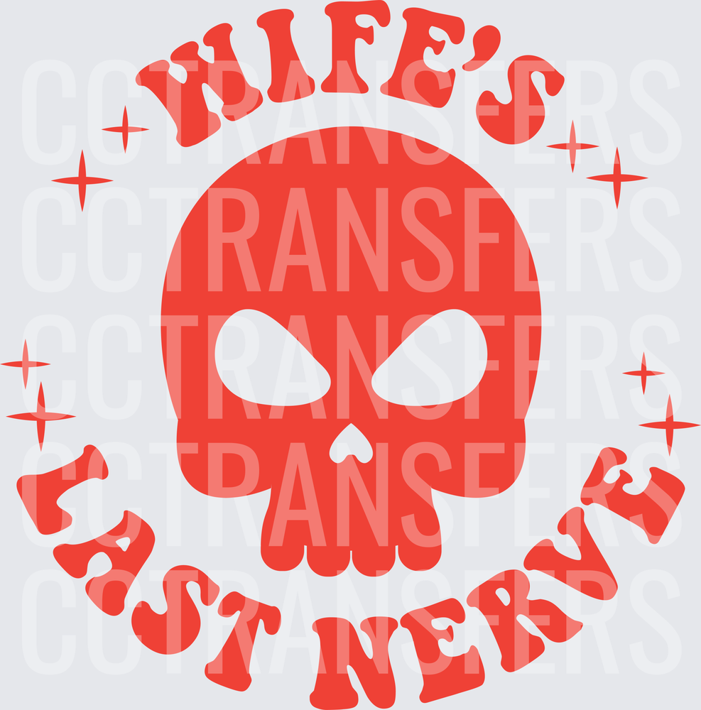 Wife's Last Nerve Angry Skull Retro Badge (DTF)
