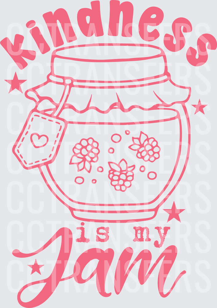 Kindness Is My Jam Raspberry Jar Heart Tag (DTF)