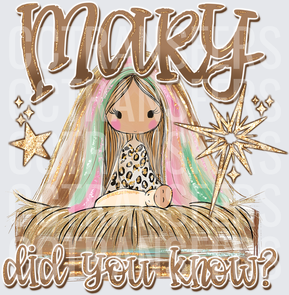 Mary Did You Know Nativity Whimsical Girl Baby Jesus (DTF)