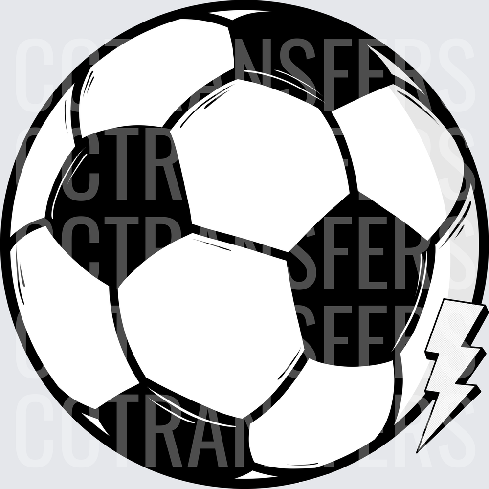 Black and White Soccer Ball with Lightning Bolt (DTF)