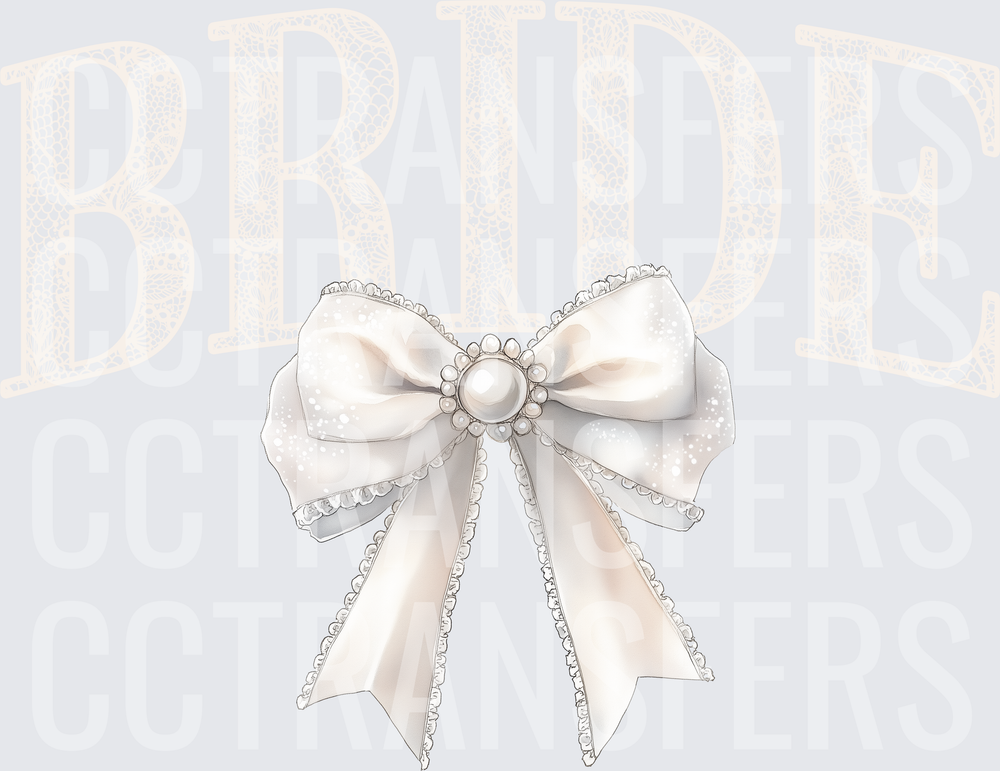 Bride Lace Letter Pearl Bow Ribbon (DTF)