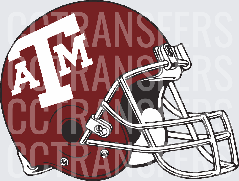 Maroon Football Helmet ATM Logo Design (DTF)