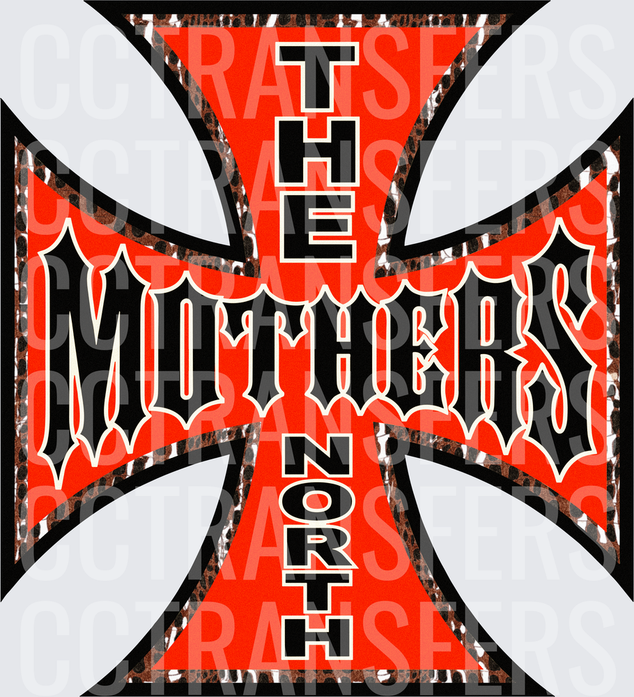 Red Iron Cross The Mothers North Biker Bold Lettering (DTF)